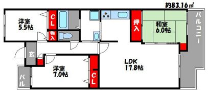 東海マンション奈多の間取り画像
