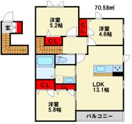 アミューザン衣振の間取り画像