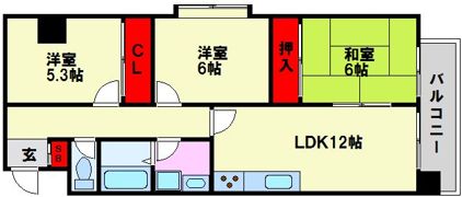 グランディ野間の間取り画像