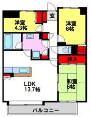 清喜スカイマンション二日市の間取り画像