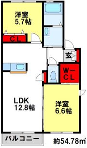 フルール若江の間取り画像