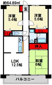 ライオンズマンション二日市第2の間取り画像
