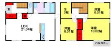 朱雀2丁目一戸建て貸家の間取り画像