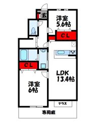 ハピネス南里B棟の間取り画像