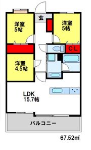 パルテノン二日市レジデンシャルヒルズの間取り画像