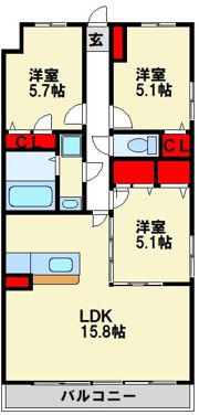 クレストコート天拝の間取り画像