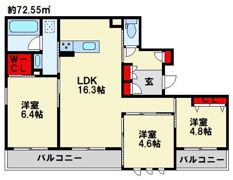 スパシオコモド春日原の間取り画像