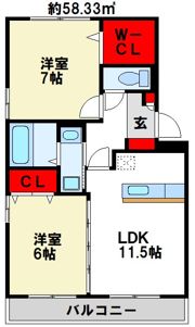 ロイヤルブルーB棟の間取り画像
