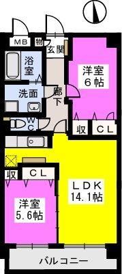 パインテール室見の間取り画像