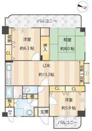 レリアンス・ヴィラ西新の間取り画像
