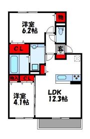 SantagardenB棟の間取り画像