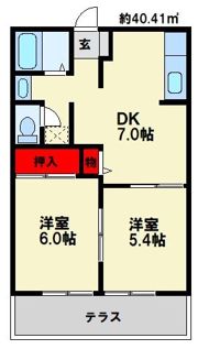 ルシェルブルー大城Aの間取り画像