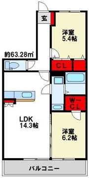 Deux Mille 21（ドゥミル・ヴァンテアン）の間取り画像