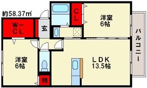 セジュールトリニテ B棟の間取り画像
