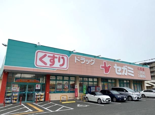 近くのドラッグセガミ 諸岡店まで375m（徒歩5分）
