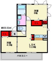 D-room長住北 A棟の間取り画像