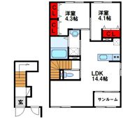 仮）原町2丁目新築アパートの間取り画像