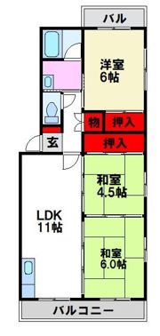コーポラス国分の間取り画像