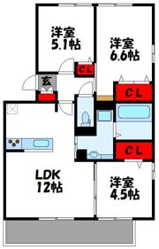 セジュール三代の間取り画像