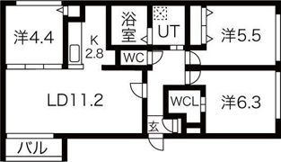 ボヌール手稲本町の間取り画像
