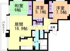 ヴィルヌーブ円山表参道の間取り画像
