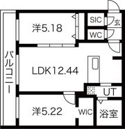 EEL八軒（イール八軒）仮）GA-八軒3西1 MSの間取り画像