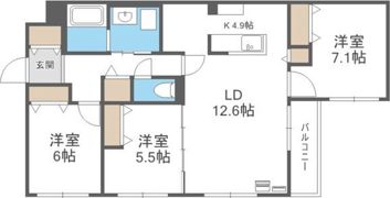 Pommeraie北18条（ポムレ北18条）の間取り画像