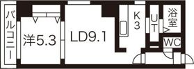 Space北3条の間取り画像