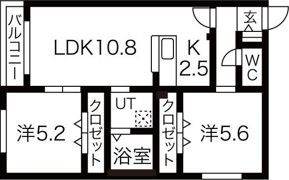 cortile曙A（コルティーレ曙A）の間取り画像