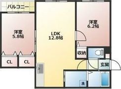 ハピネス八軒の間取り画像