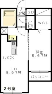 シャトーライフ近代美術館前1の間取り画像