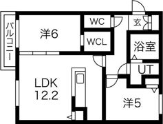 P＆＃234；che山鼻 Dの間取り画像