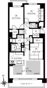 【分譲賃貸】パークホームズ真駒内泉町の間取り画像
