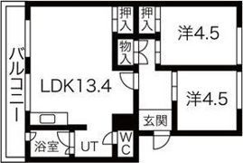 札幌西月寒団地1号棟の間取り画像