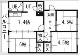 札幌西月寒団地5号棟の間取り画像