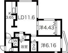 シンシア北8条の間取り画像