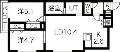 ブランシャール平岸N1の間取り画像