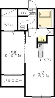 シャトーライフ近代美術館前1の間取り画像