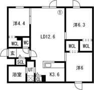 Hills Sapporo VI （読み:ヒルズサッポロシッの間取り画像