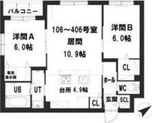 グランメールアサヒVIの間取り画像
