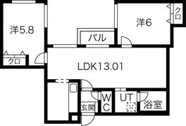 メニーズコート山鼻の間取り画像