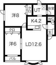 ガーデン胡桃Bの間取り画像