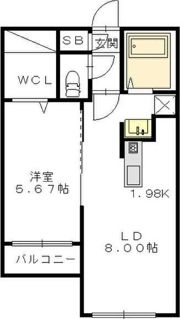 シャトーライフ近代美術館前1の間取り画像