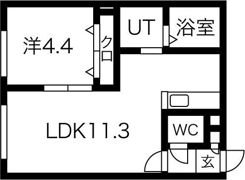 レジデンス南郷通16丁目北 Bの間取り画像