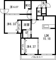 Highlight Fukuzumi 仮）GA-福住1-1Mの間取り画像
