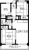 アルファスクエア白石本通の間取り画像