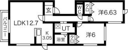 ビッグブリッヂ発寒の間取り画像