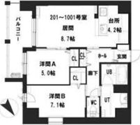 グランメールアサヒVIIの間取り画像