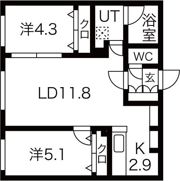 ALPHA学園前の間取り画像