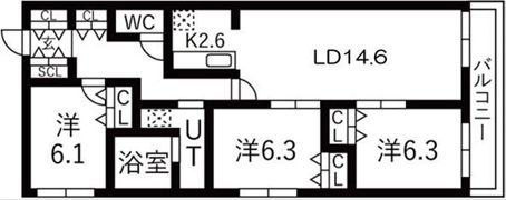 Contrail月寒（コントレイル月寒）の間取り画像